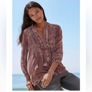 JOHNNY WAS Dylan Double Tassel Peasant Blouse. Excellent Condition. Size Medium.